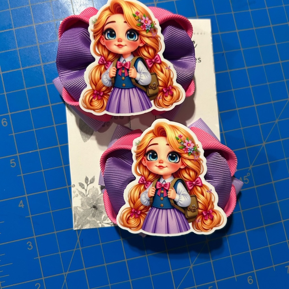 Hand Crafted Purple and Pink Cartoon Hair Bow